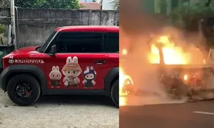 Độ đèn sai chuẩn, xe con cháy rụi giữa đường Độ đèn sai chuẩn, xe con cháy rụi giữa đường